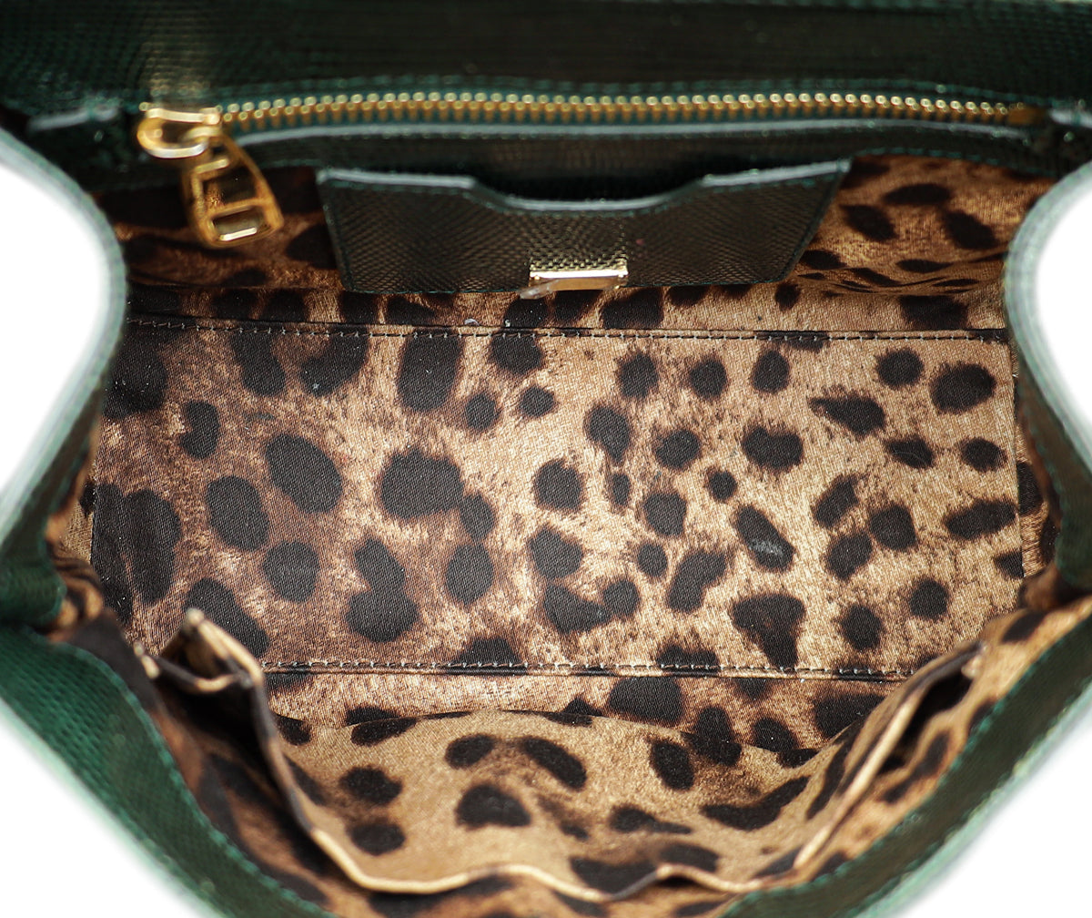 Dolce & Gabbana Green Miss Monica Lizard Print Small Bag