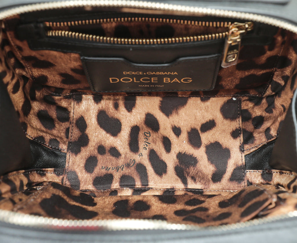 Dolce & Gabbana Black Multicolor Logo Studded Dolce Box Top Handle
