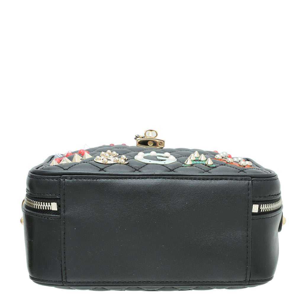 Dolce & Gabbana Black Multicolor Logo Studded Dolce Box Top Handle