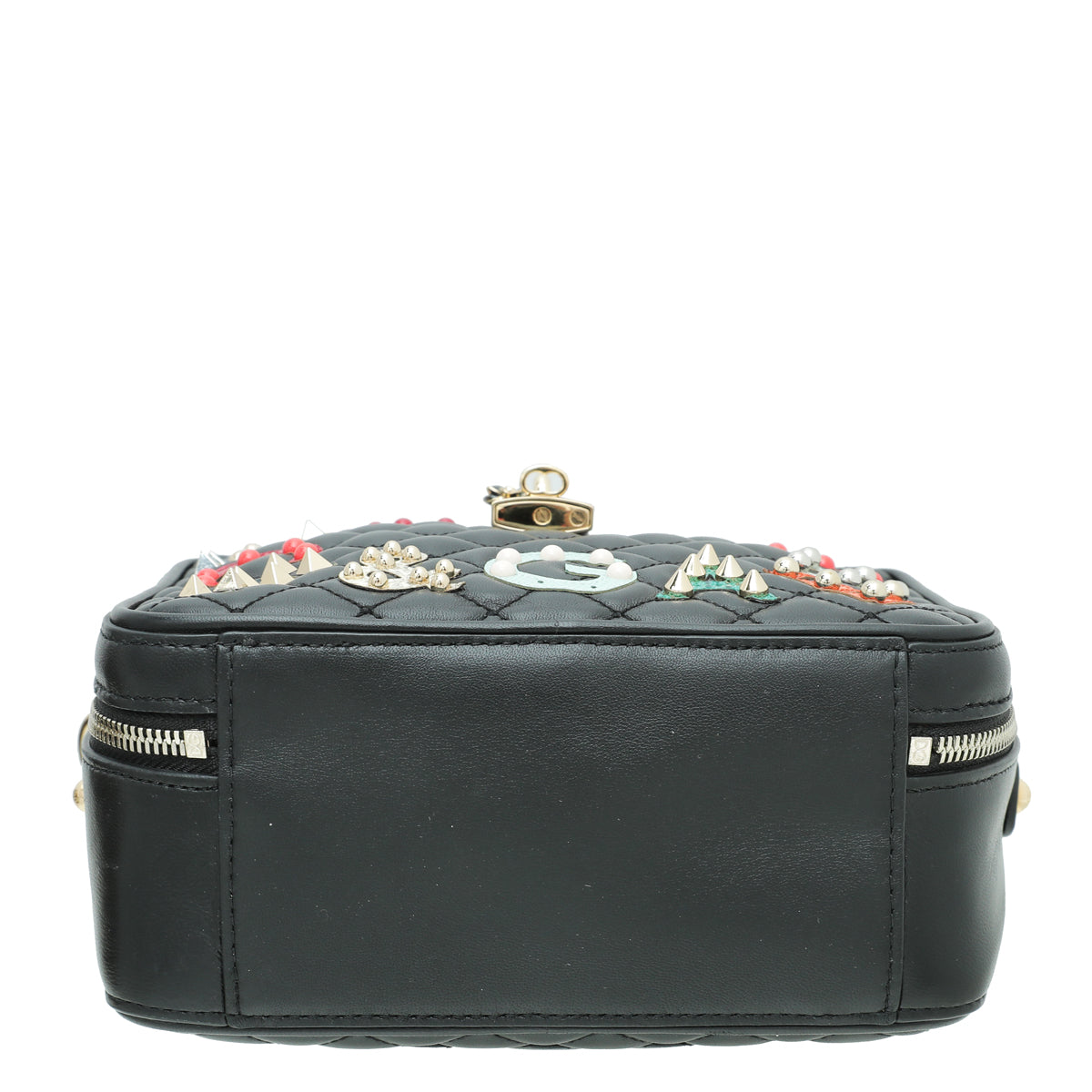 Dolce & Gabbana Black Multicolor Logo Studded Dolce Box Top Handle