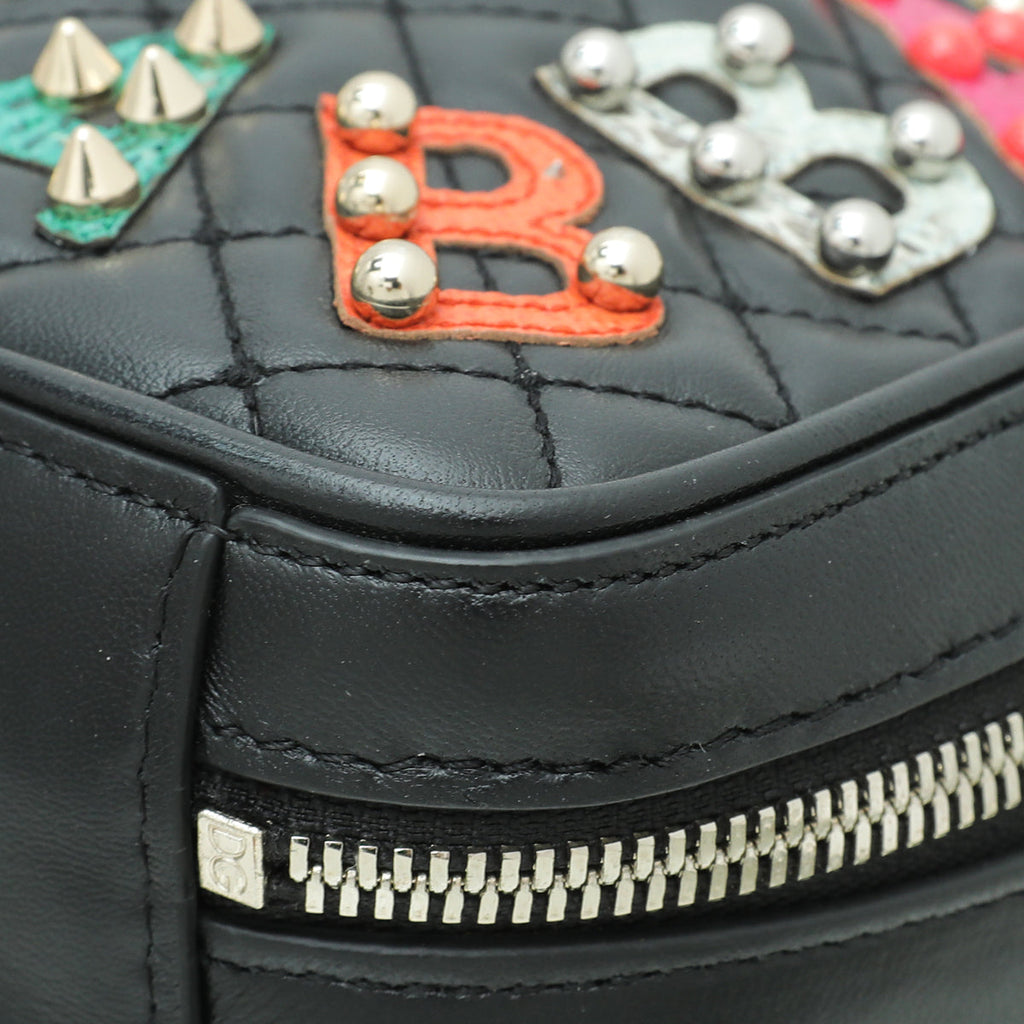 Dolce & Gabbana Black Multicolor Logo Studded Dolce Box Top Handle