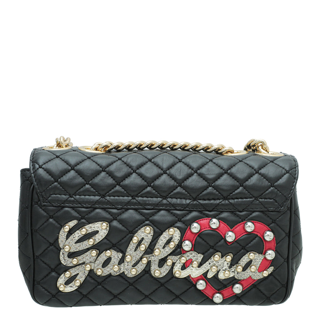 Dolce & Gabbana Black Lucia Quilted Embellished Chain Bag