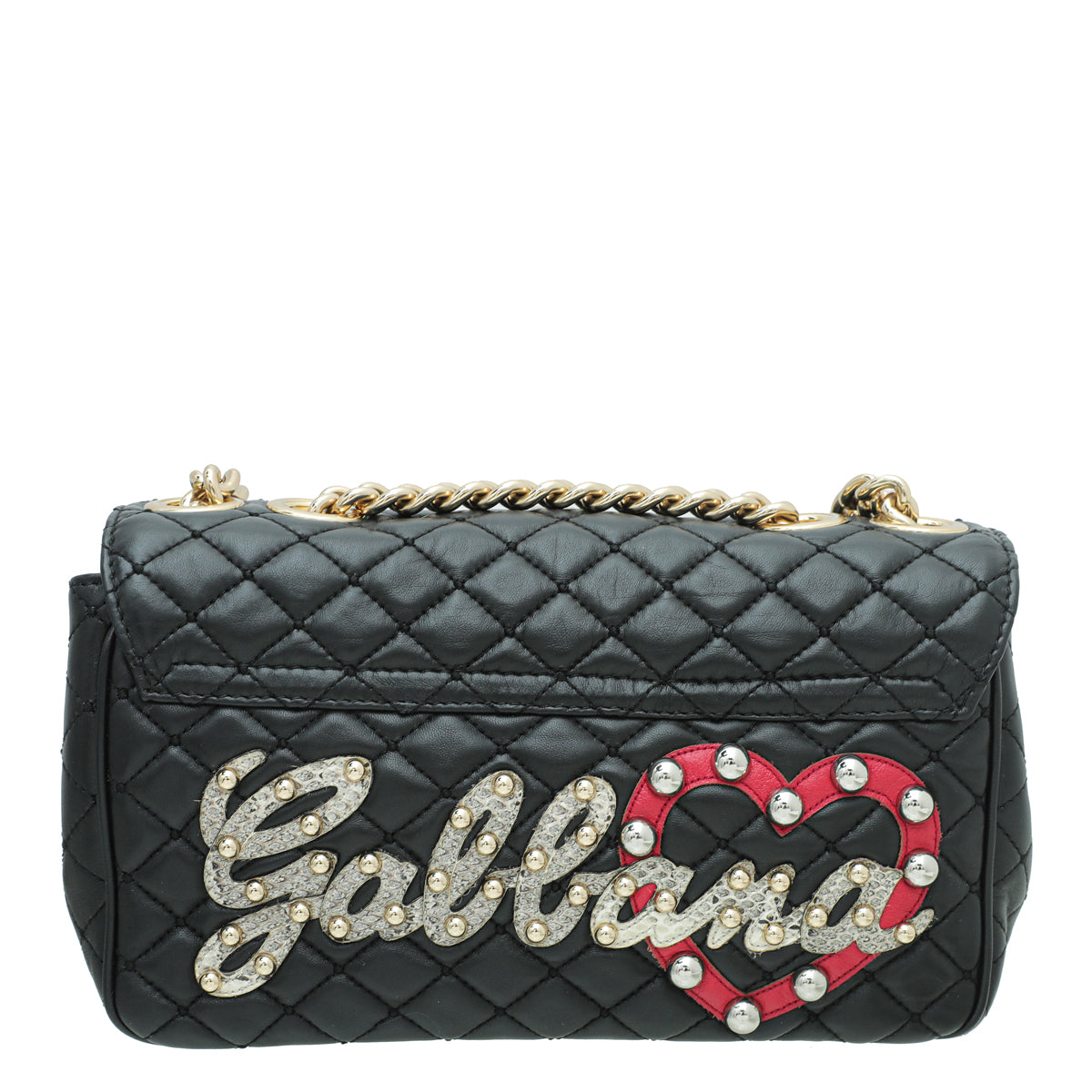 Dolce & Gabbana Black Lucia Quilted Embellished Chain Bag
