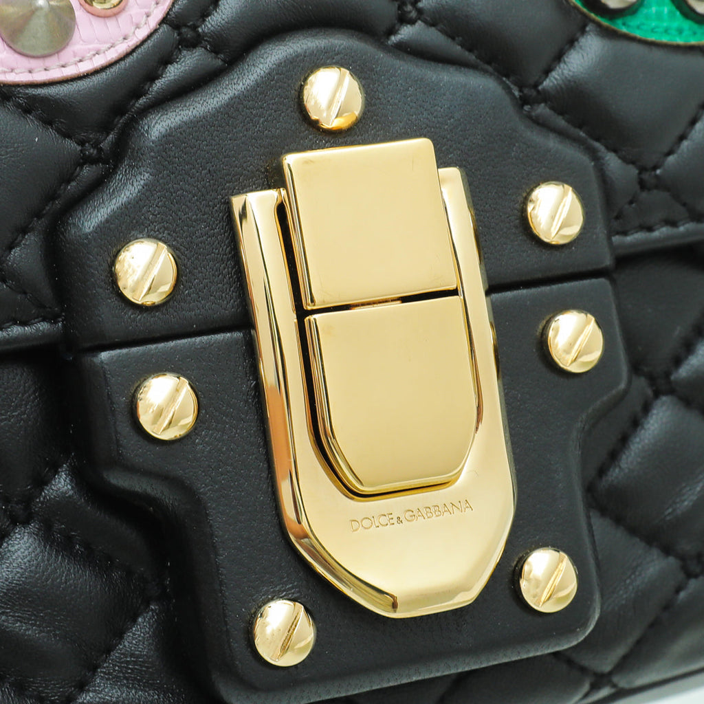 Dolce & Gabbana Black Lucia Quilted Embellished Chain Bag