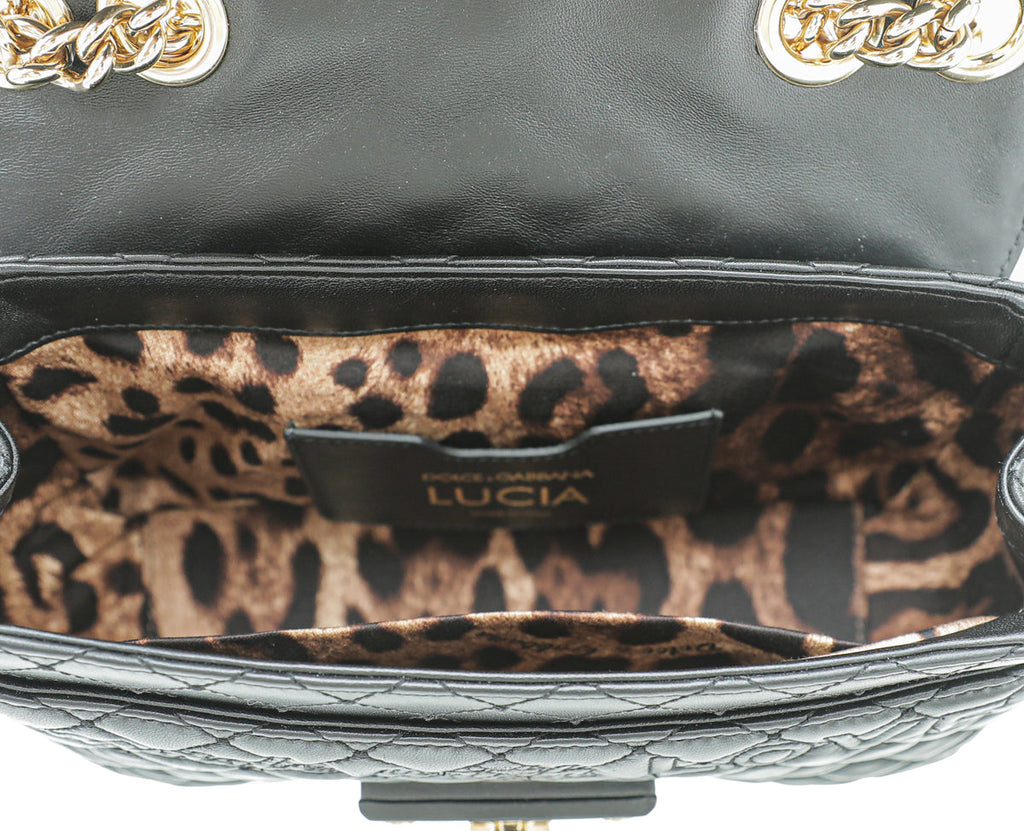 Dolce & Gabbana Black Lucia Quilted Embellished Chain Bag