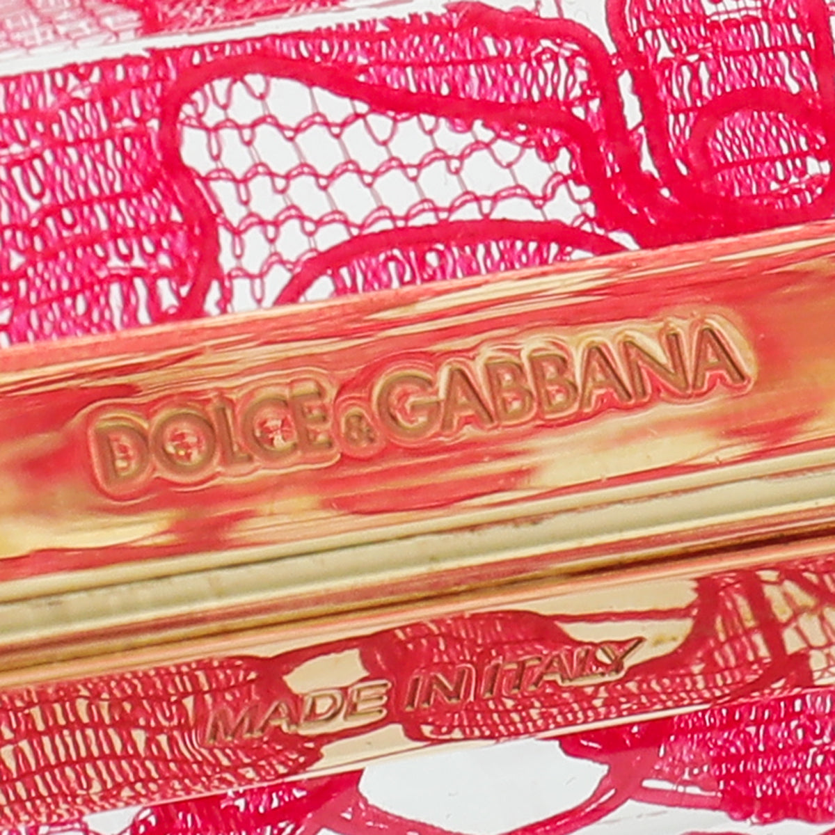 Dolce & Gabbana Red Plexiglass and Lace Box Pocket Clutch