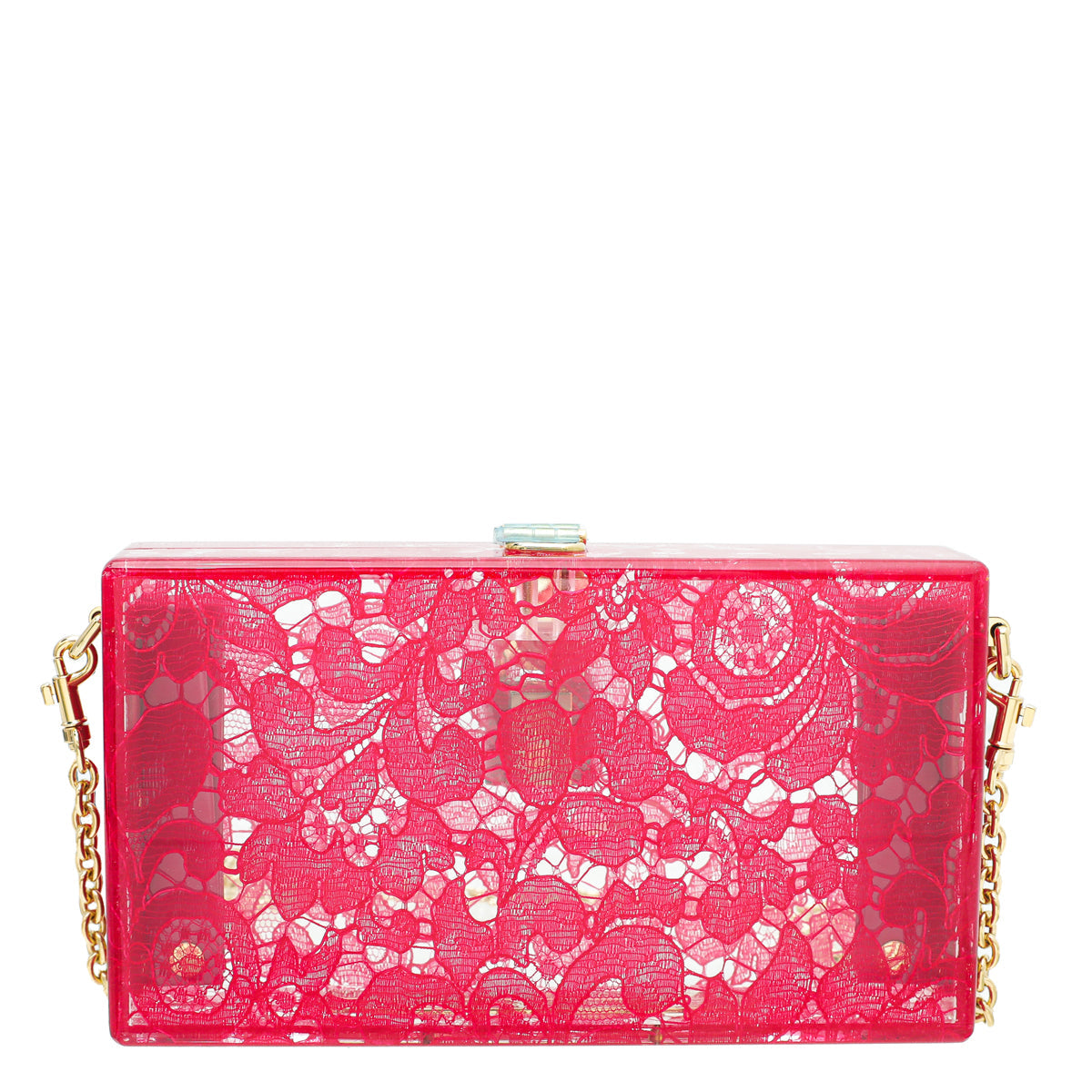Dolce & Gabbana Red Plexiglass and Lace Box Pocket Clutch