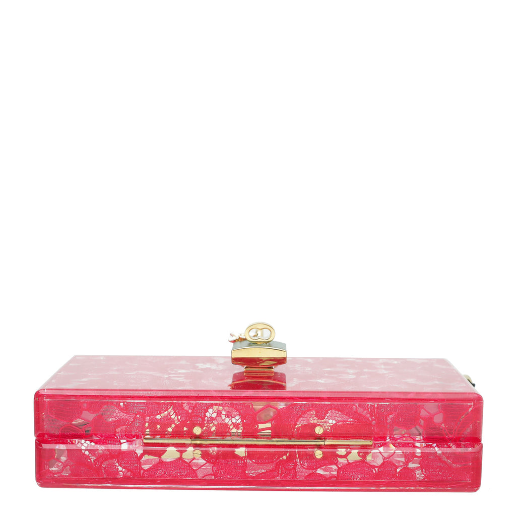 Dolce & Gabbana Red Plexiglass and Lace Box Pocket Clutch