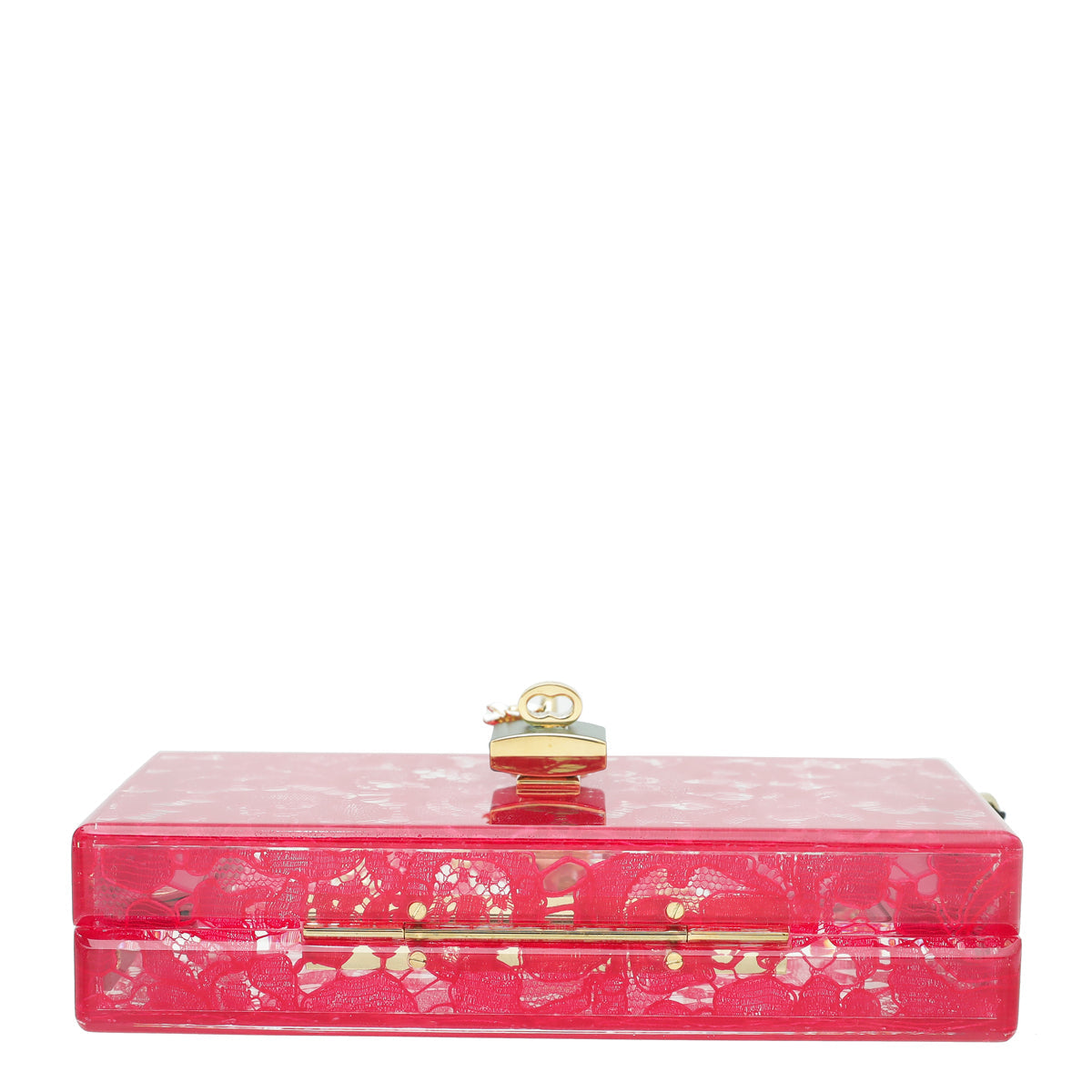 Dolce & Gabbana Red Plexiglass and Lace Box Pocket Clutch