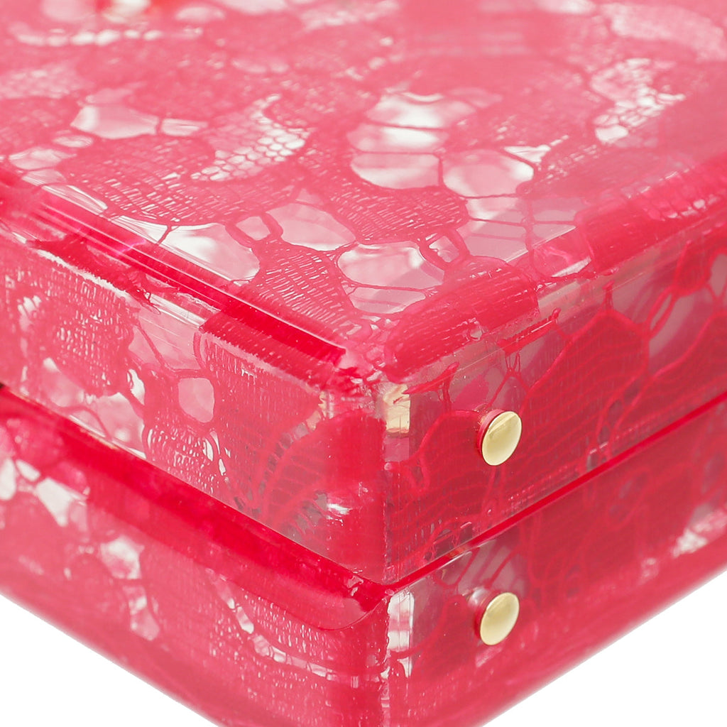 Dolce & Gabbana Red Plexiglass and Lace Box Pocket Clutch