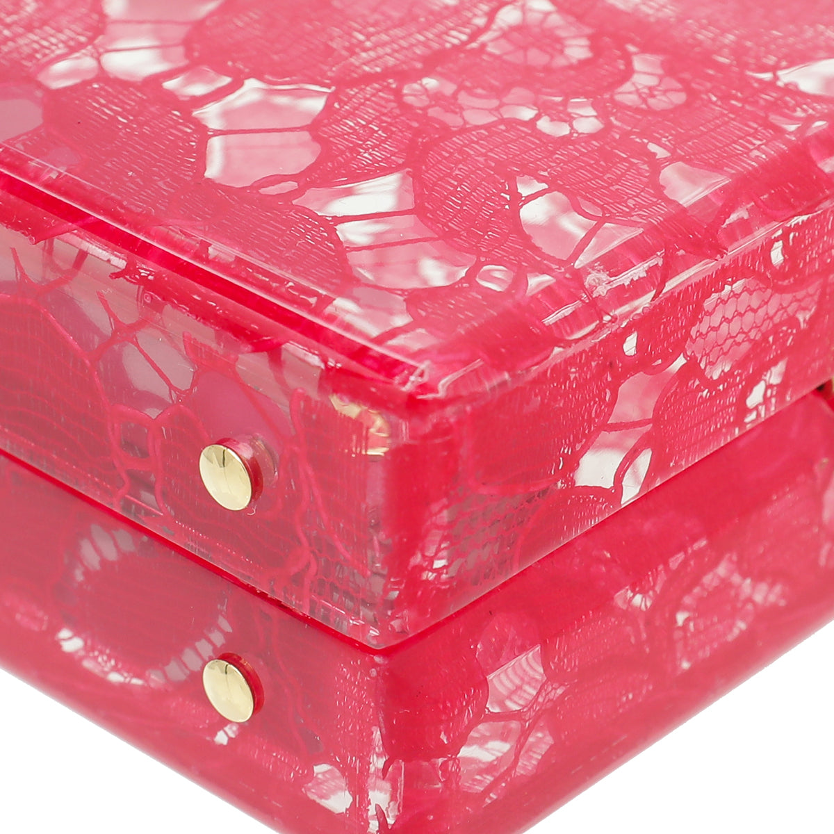 Dolce & Gabbana Red Plexiglass and Lace Box Pocket Clutch