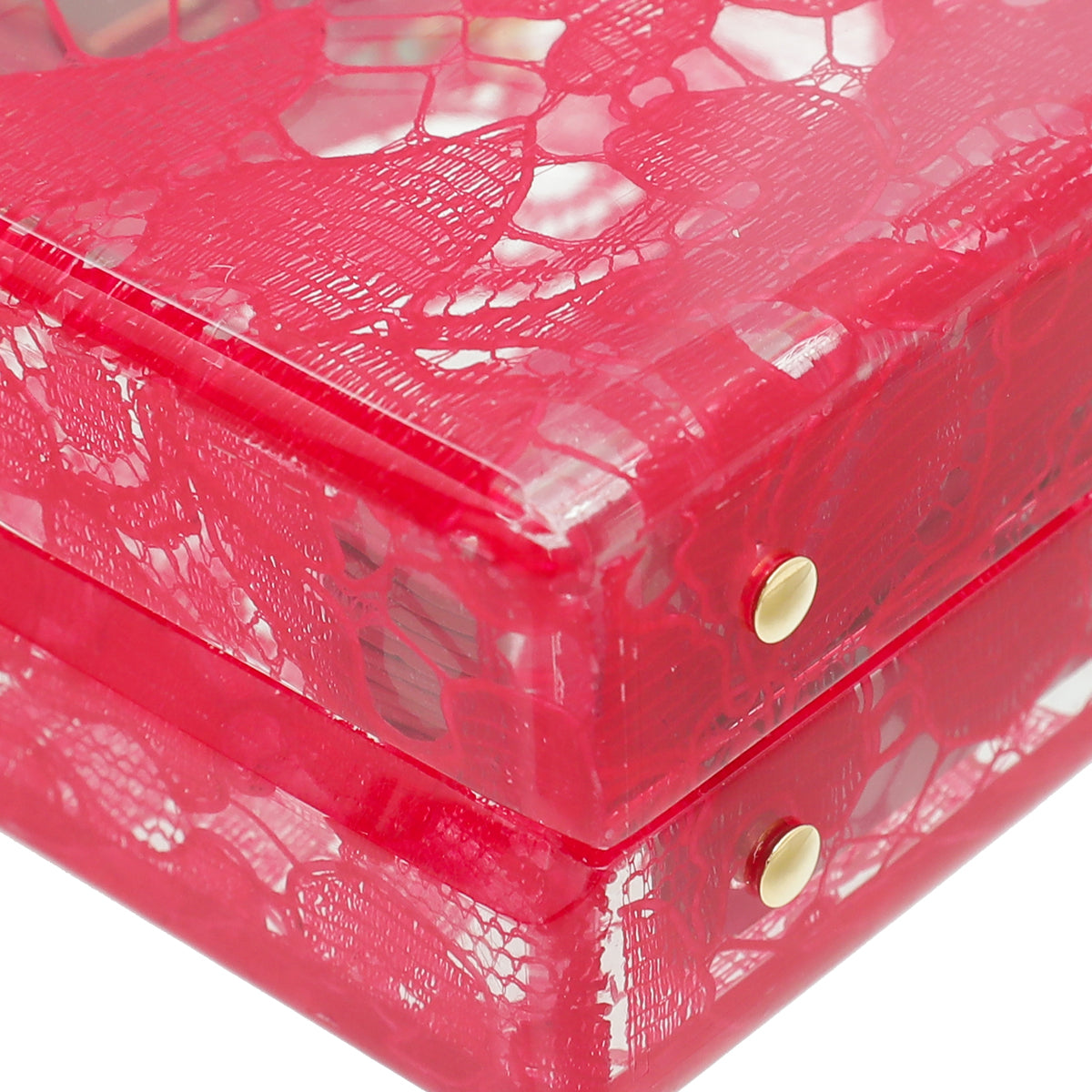 Dolce & Gabbana Red Plexiglass and Lace Box Pocket Clutch