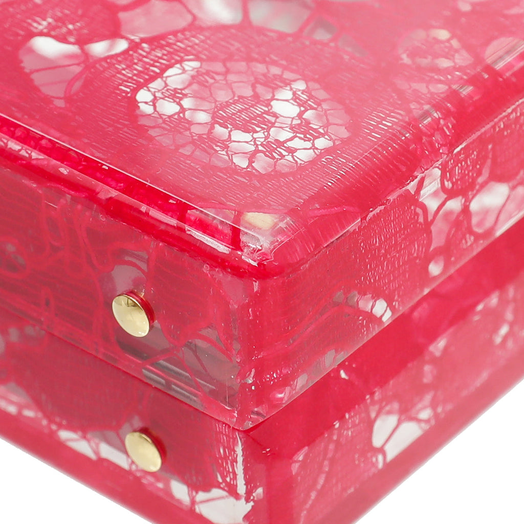 Dolce & Gabbana Red Plexiglass and Lace Box Pocket Clutch