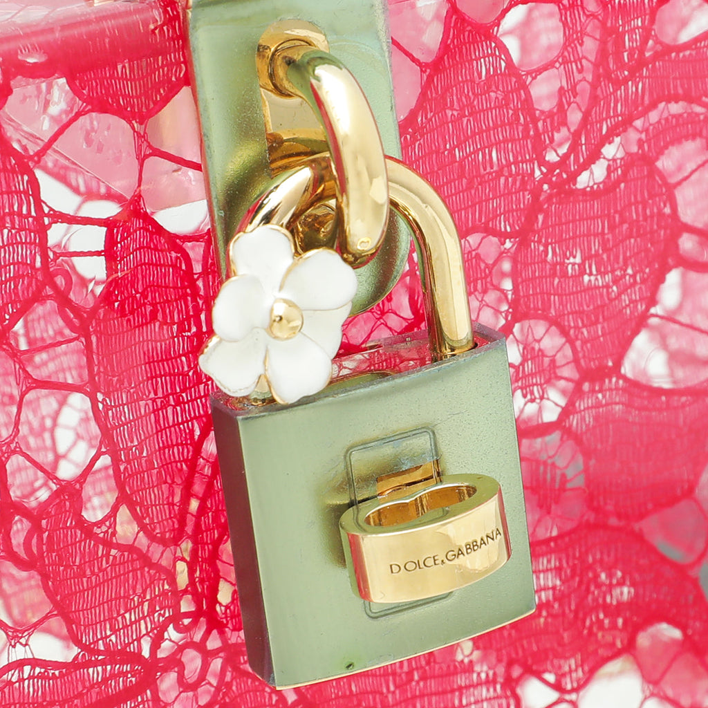 Dolce & Gabbana Red Plexiglass and Lace Box Pocket Clutch
