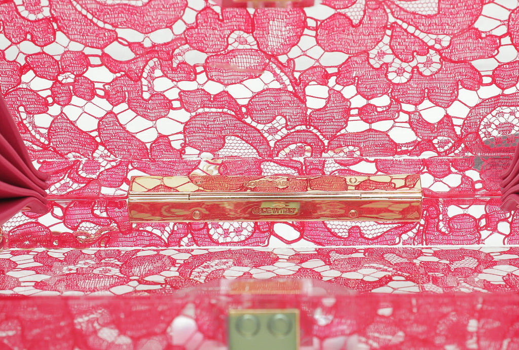 Dolce & Gabbana Red Plexiglass and Lace Box Pocket Clutch