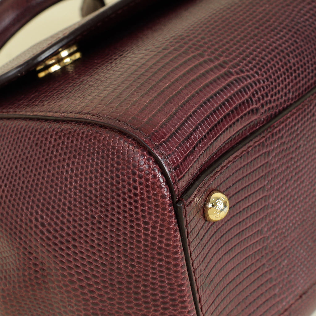 Dolce & Gabbana Burgundy Sicily Iguana Print Medium Bag