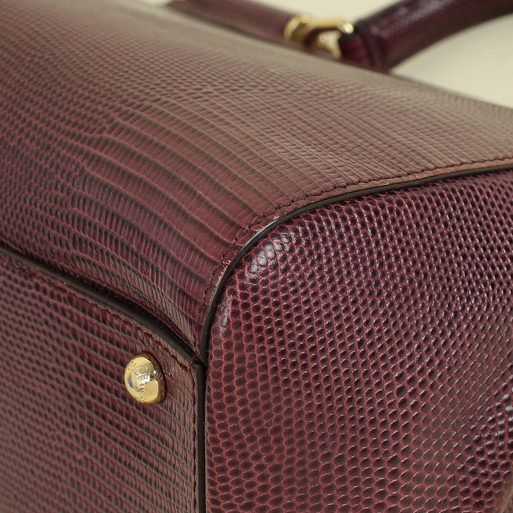 Dolce & Gabbana Burgundy Sicily Iguana Print Medium Bag