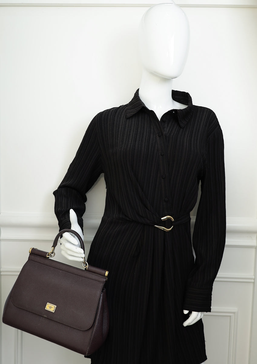 Dolce & Gabbana Burgundy Sicily Dauphine Medium Bag