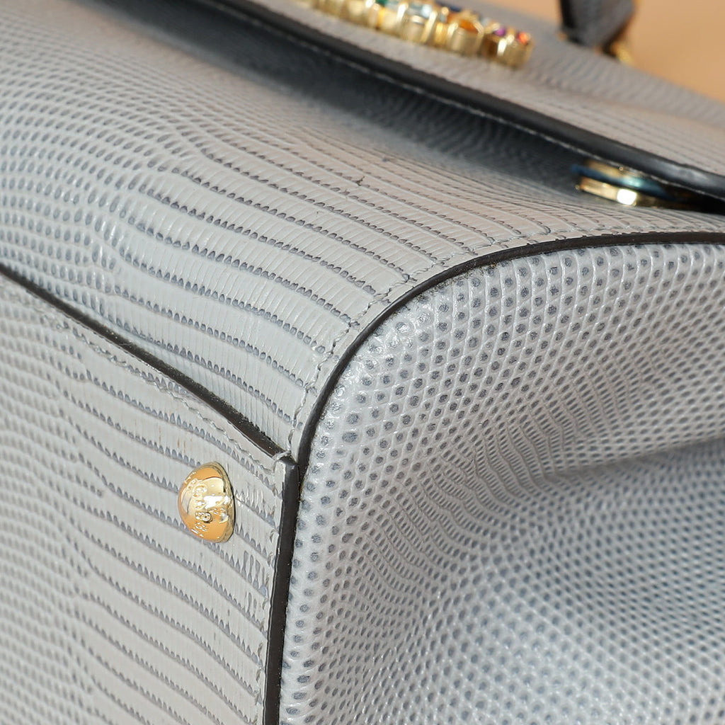 Dolce & Gabbana Light Gray DG Crystal Medium Sicily Bag