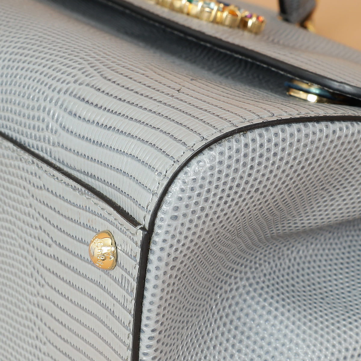Dolce & Gabbana Light Gray DG Crystal Medium Sicily Bag