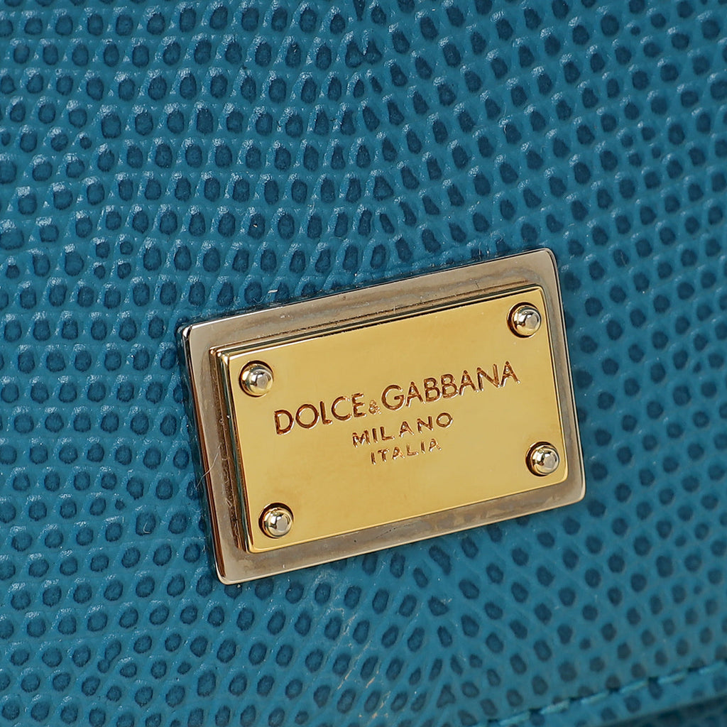 Dolce & Gabbana Blue Sicily Iguana Print Medium Bag