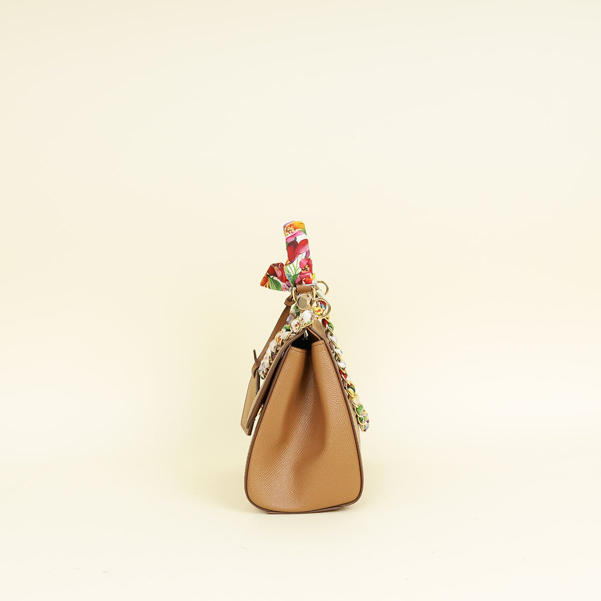 Dolce & Gabbana Brown Sicily Top Handle Bag w/ Scarf
