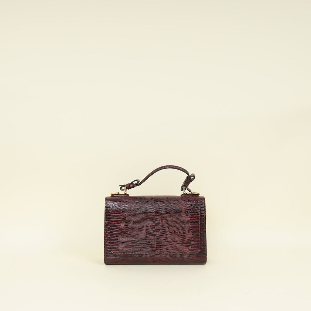 Dolce & Gabbana Burgundy Lizard Embossed Lucia Bag