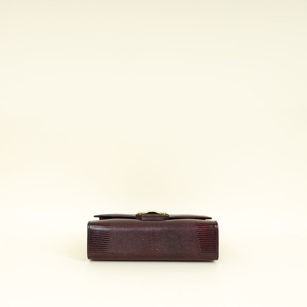 Dolce & Gabbana Burgundy Lizard Embossed Lucia Bag