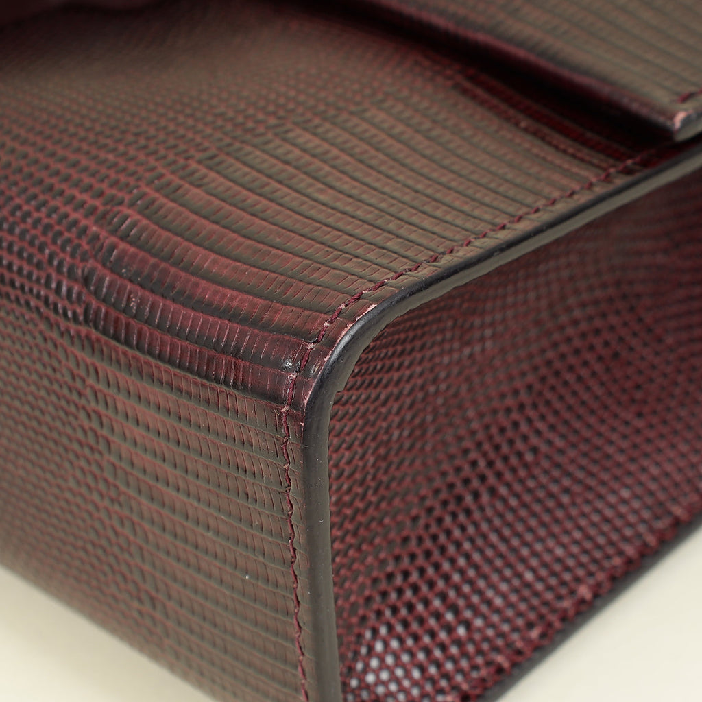 Dolce & Gabbana Burgundy Lizard Embossed Lucia Bag