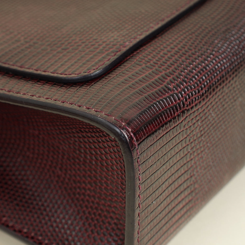 Dolce & Gabbana Burgundy Lizard Embossed Lucia Bag