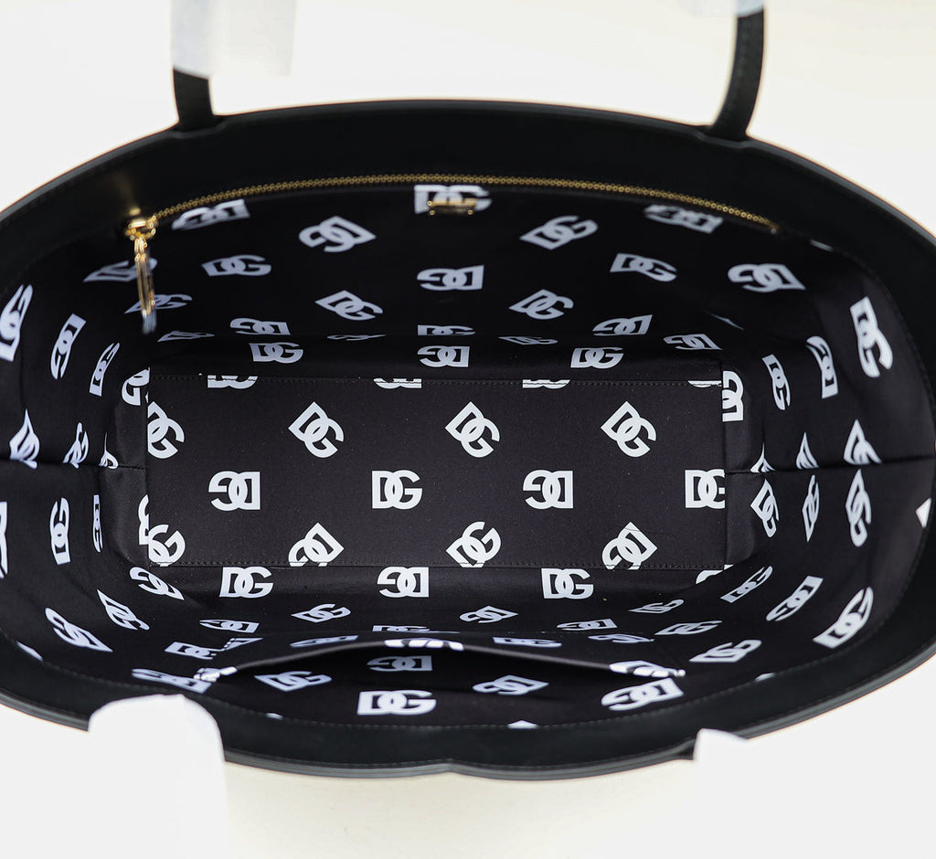 Dolce & Gabbana Black DG Logo Shopping Tote Medium Bag