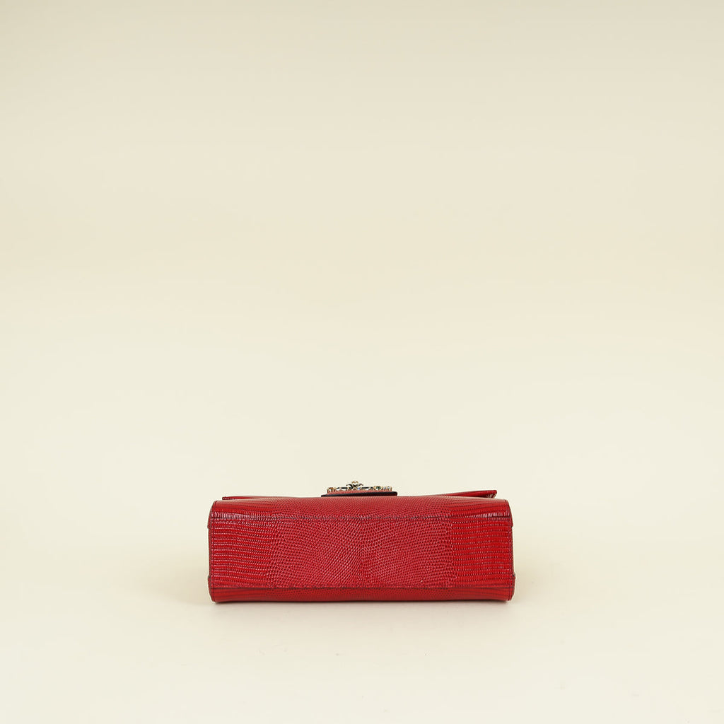 Dolce & Gabbana Red Lizard Millennials Flap Chain Bag