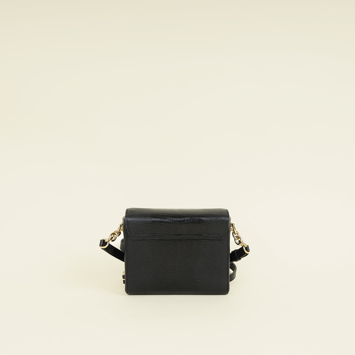 Dolce & Gabbana Black Lizard Embossed DG Millennials Flap Shoulder Bag