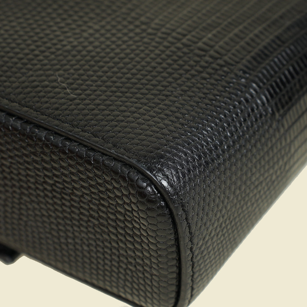 Dolce & Gabbana Black Lizard Embossed DG Millennials Flap Shoulder Bag