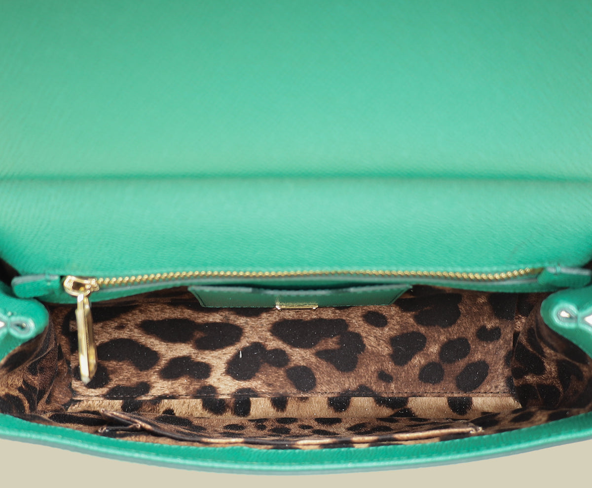 Dolce & Gabbana Green Sicily Dauphine Medium Flap Bag