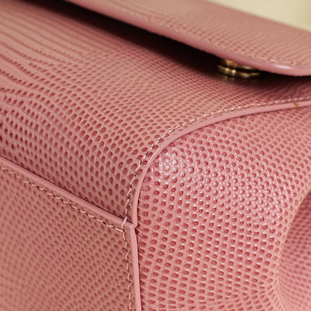 Dolce & Gabbana Pink Lizard Embossed Sicily Small Bag
