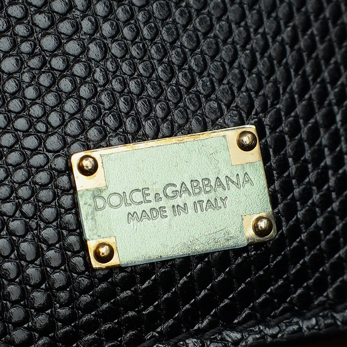 Dolce & Gabbana Black Sicily Am A Star Studs Embellished Iguana Print Medium Bag