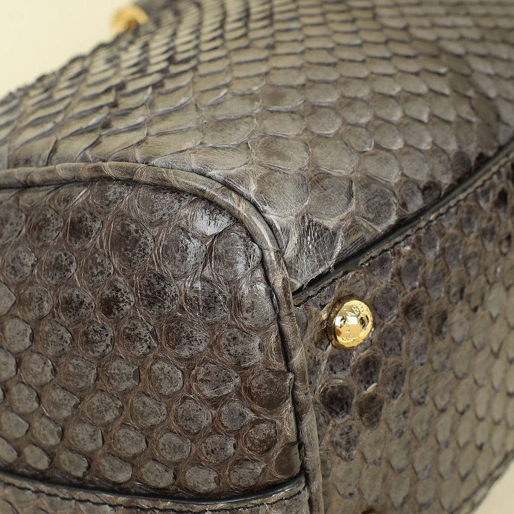 Dolce & Gabbana Dark Grey Python  Sicily Medium Bag