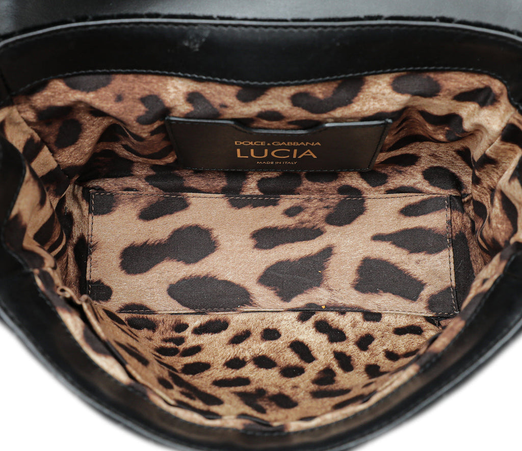Dolce & Gabbana Black Multicolor Velvet Lucia Falp Chain Bag