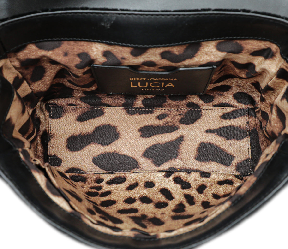 Dolce & Gabbana Black Multicolor Velvet Lucia Falp Chain Bag