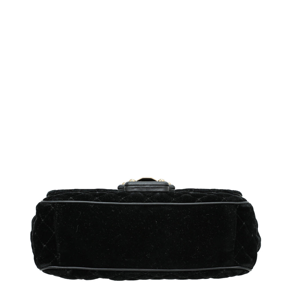 Dolce & Gabbana Black Multicolor Velvet Lucia Falp Chain Bag