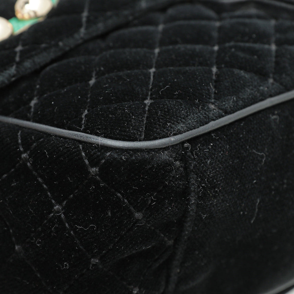 Dolce & Gabbana Black Multicolor Velvet Lucia Falp Chain Bag