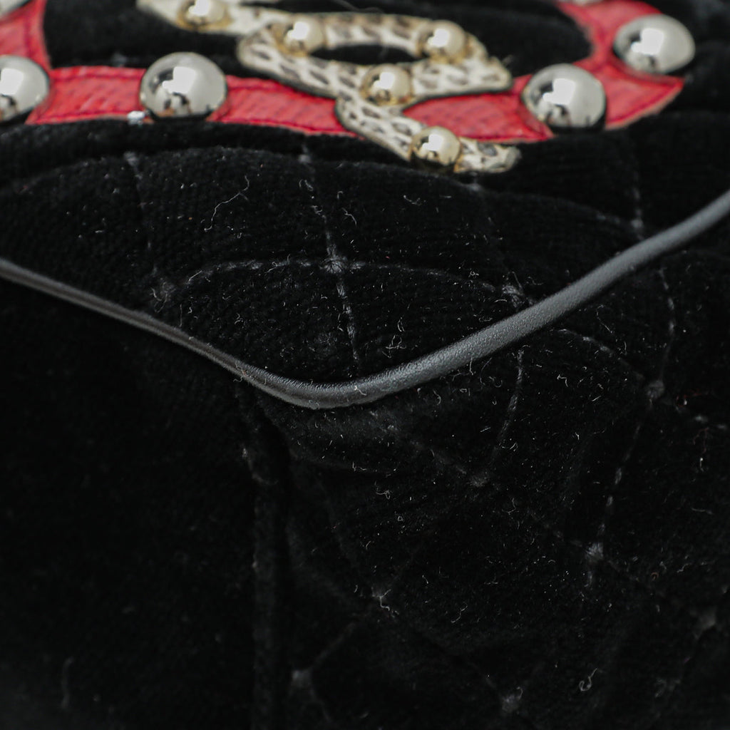 Dolce & Gabbana Black Multicolor Velvet Lucia Falp Chain Bag