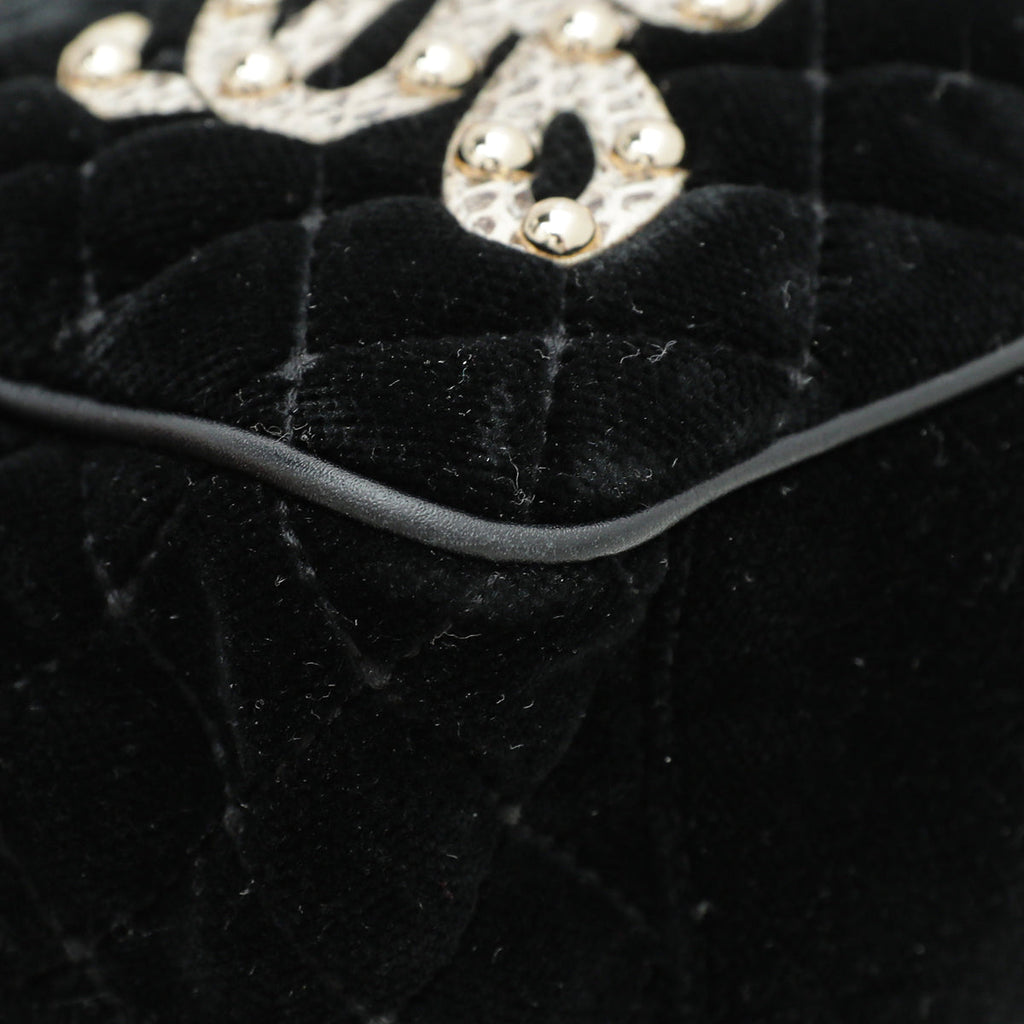Dolce & Gabbana Black Multicolor Velvet Lucia Falp Chain Bag