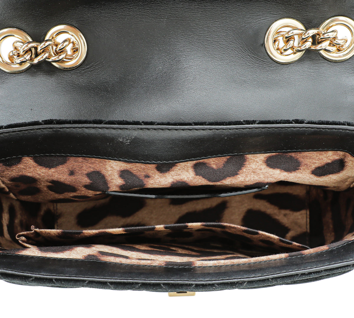 Dolce & Gabbana Black Multicolor Velvet Lucia Falp Chain Bag