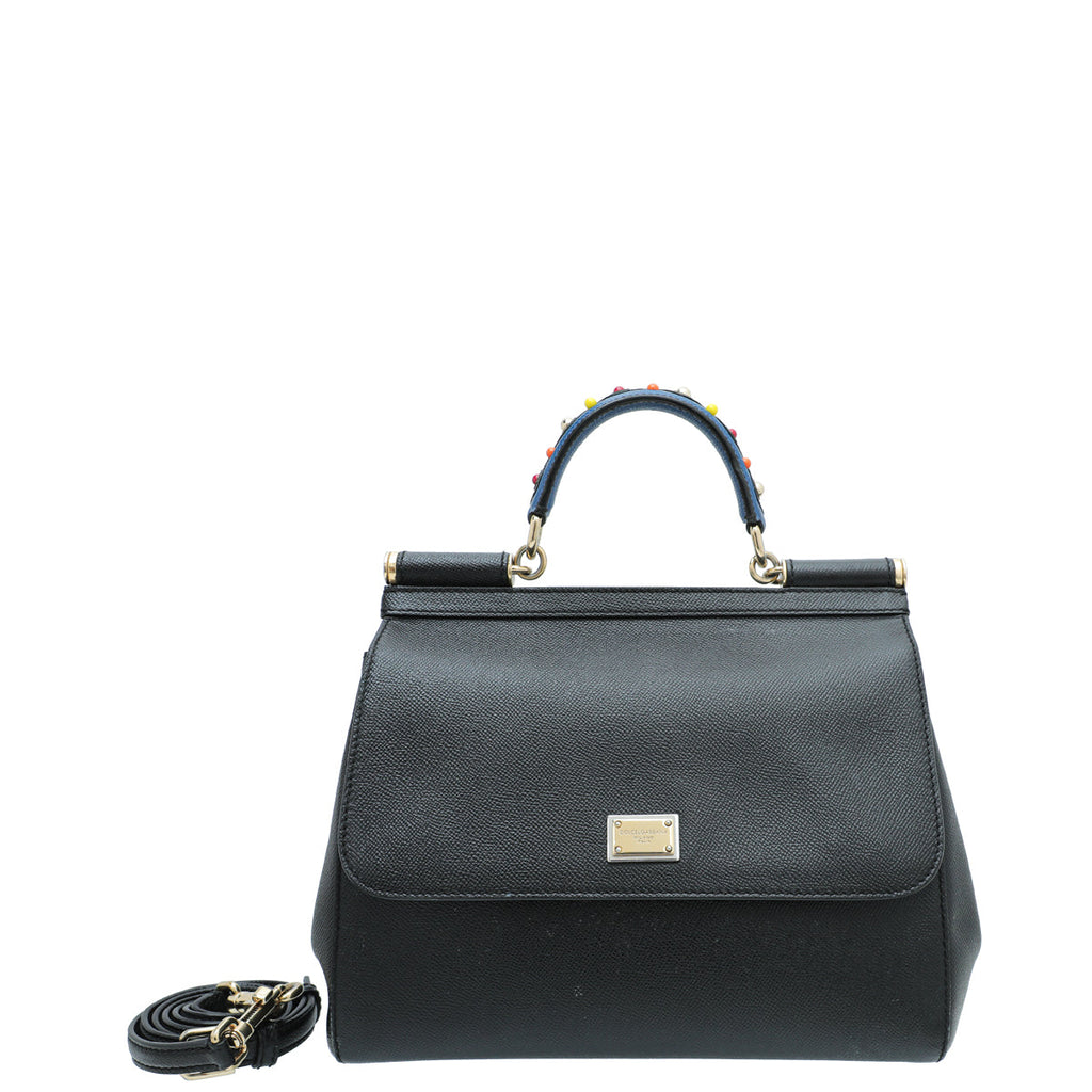 Dolce & Gabbana Black Dauphine Sicily Medium Bag