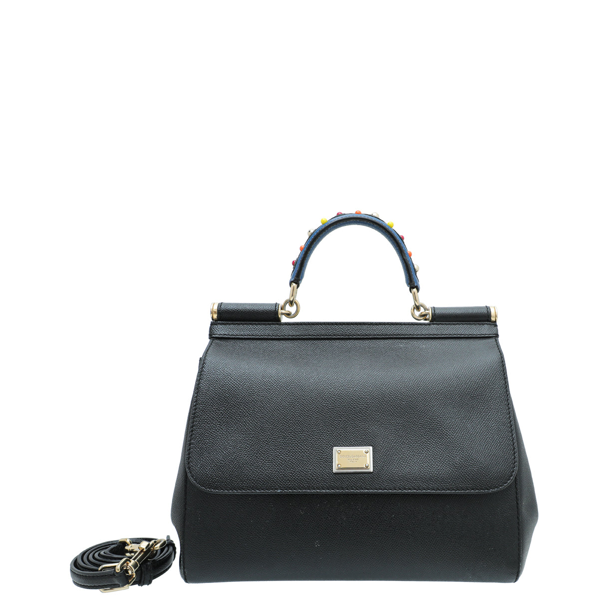 Dolce & Gabbana Black Dauphine Sicily Medium Bag
