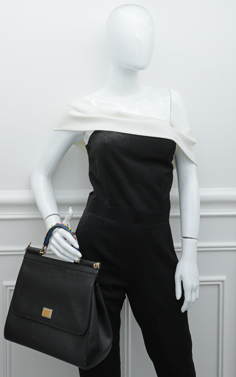 Dolce & Gabbana Black Dauphine Sicily Medium Bag