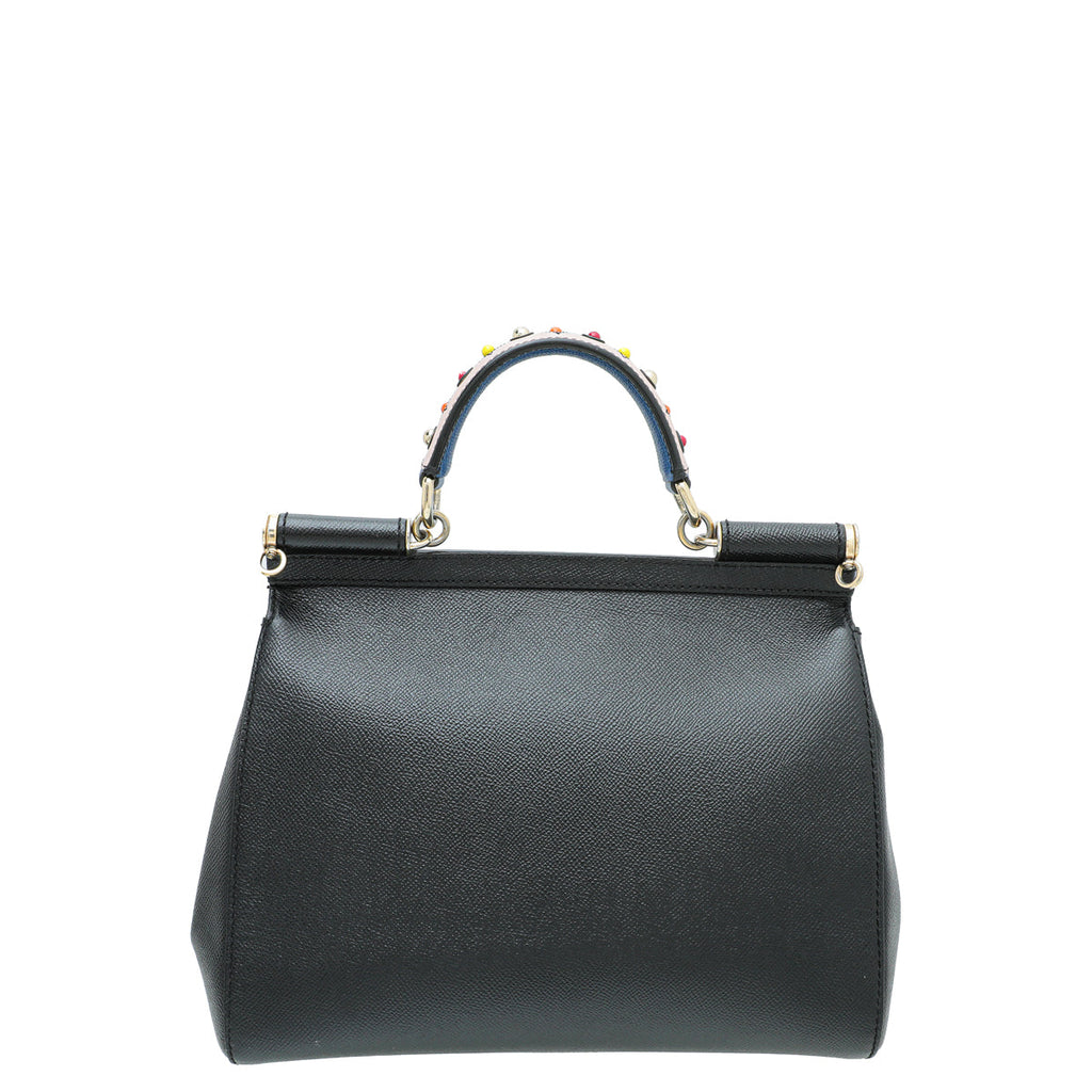 Dolce & Gabbana Black Dauphine Sicily Medium Bag