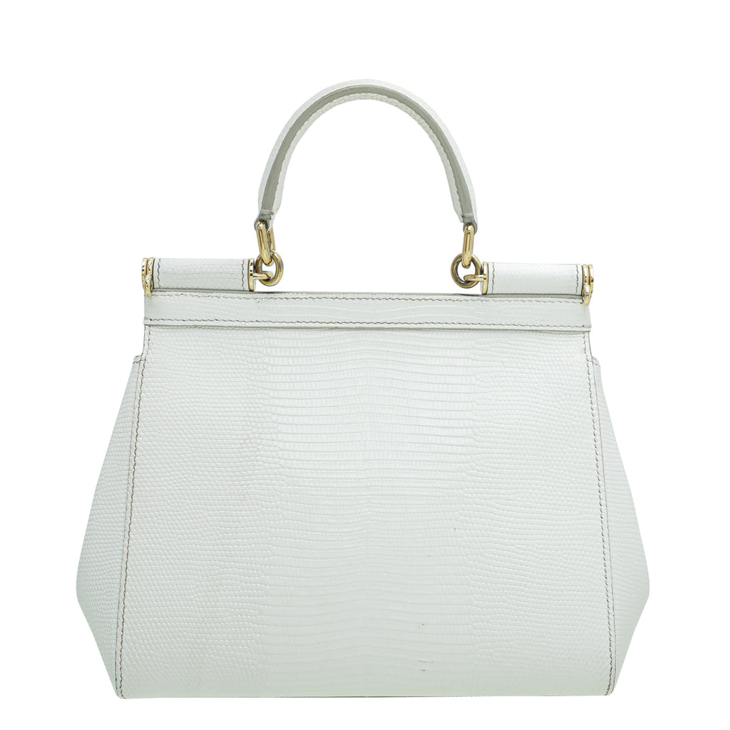 Dolce & Gabbana White Iguana Print Sicily Small Bag